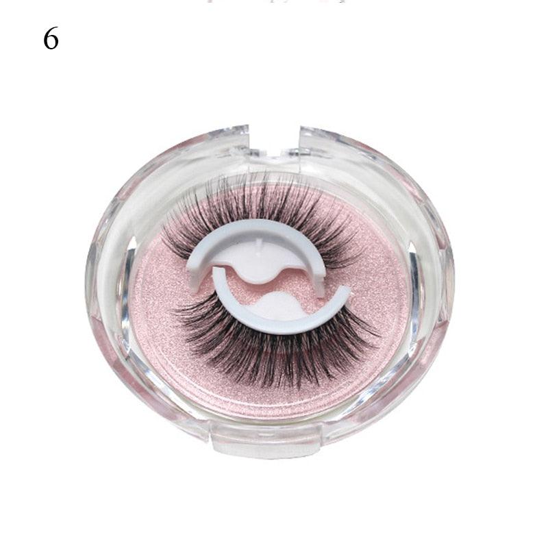 1Pair Reusable Self-adhesive False Eyelashes 3D Mink Lashes Glue-free Eyelash Extension 3 Seconds to Wear No Glue Needed Lashes - Mujerarte