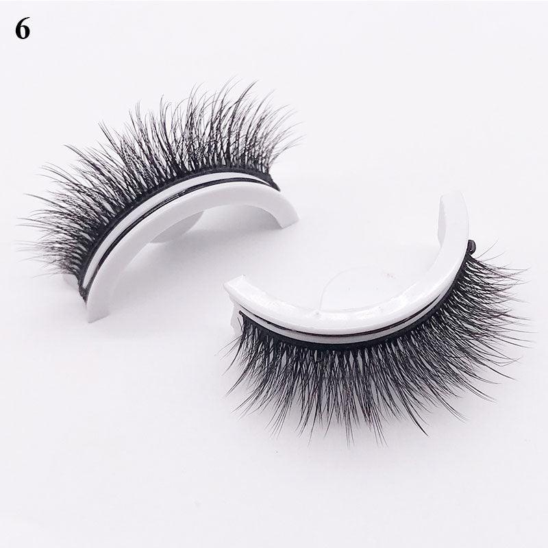 1Pair Reusable Self-adhesive False Eyelashes 3D Mink Lashes Glue-free Eyelash Extension 3 Seconds to Wear No Glue Needed Lashes - Mujerarte