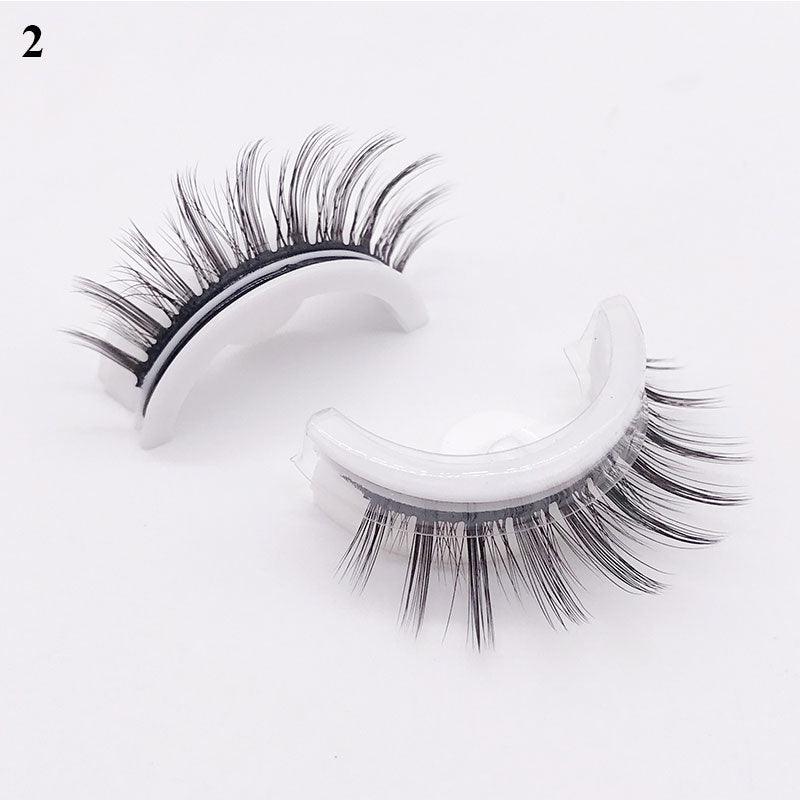 1Pair Reusable Self-adhesive False Eyelashes 3D Mink Lashes Glue-free Eyelash Extension 3 Seconds to Wear No Glue Needed Lashes - Mujerarte