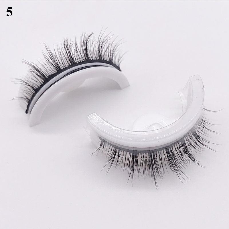 1Pair Reusable Self-adhesive False Eyelashes 3D Mink Lashes Glue-free Eyelash Extension 3 Seconds to Wear No Glue Needed Lashes - Mujerarte