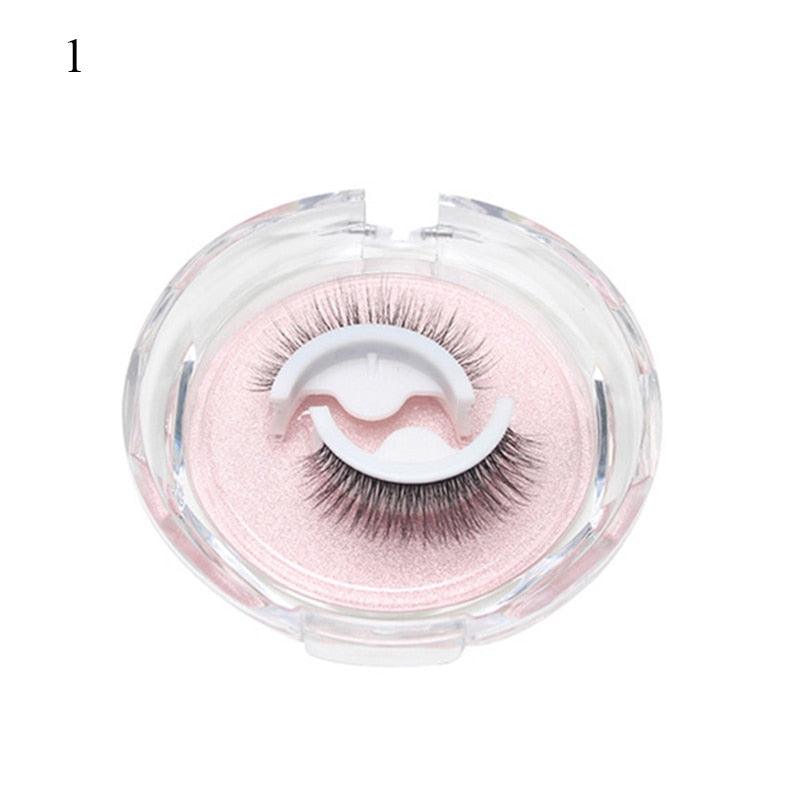 1Pair Reusable Self-adhesive False Eyelashes 3D Mink Lashes Glue-free Eyelash Extension 3 Seconds to Wear No Glue Needed Lashes - Mujerarte