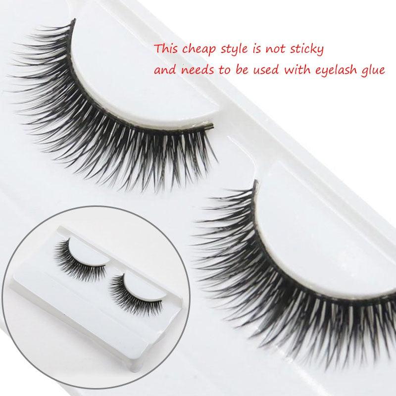 1Pair Reusable Self-adhesive False Eyelashes 3D Mink Lashes Glue-free Eyelash Extension 3 Seconds to Wear No Glue Needed Lashes - Mujerarte