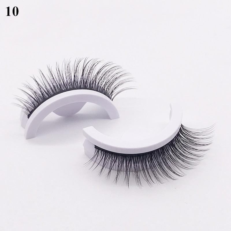 1Pair Reusable Self-adhesive False Eyelashes 3D Mink Lashes Glue-free Eyelash Extension 3 Seconds to Wear No Glue Needed Lashes - Mujerarte