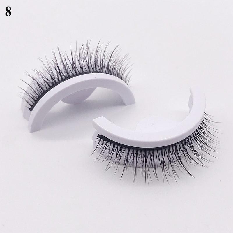 1Pair Reusable Self-adhesive False Eyelashes 3D Mink Lashes Glue-free Eyelash Extension 3 Seconds to Wear No Glue Needed Lashes - Mujerarte