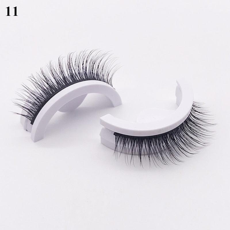 1Pair Reusable Self-adhesive False Eyelashes 3D Mink Lashes Glue-free Eyelash Extension 3 Seconds to Wear No Glue Needed Lashes - Mujerarte