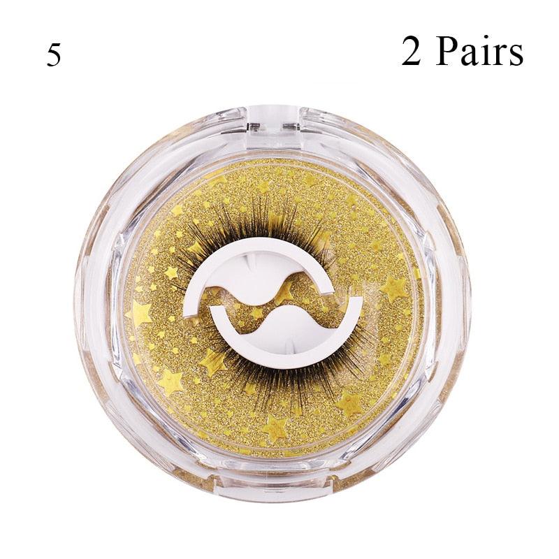 1Pair Reusable Self-adhesive False Eyelashes 3D Mink Lashes Glue-free Eyelash Extension 3 Seconds to Wear No Glue Needed Lashes - Mujerarte