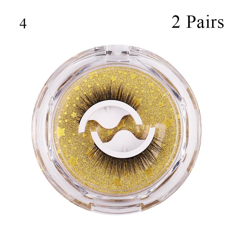 1Pair Reusable Self-adhesive False Eyelashes 3D Mink Lashes Glue-free Eyelash Extension 3 Seconds to Wear No Glue Needed Lashes - Mujerarte